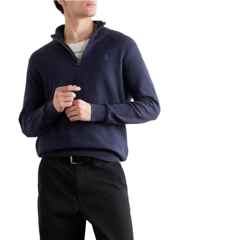Polo Ralph Lauren Sweater Men’s Large Estate Rib Quarter Zip Flesh Pony